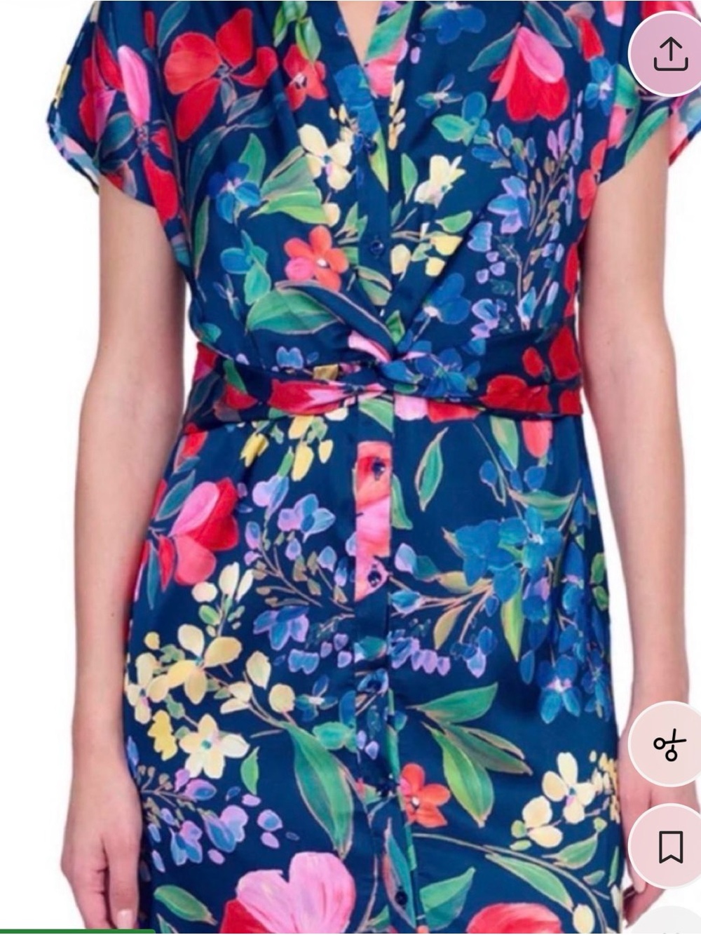 Gottex Navy Floral Button-Front Dress